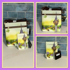 Disney Loungefly Princess Rapunzel Tangled Crossbody & Cardholder Set NWT